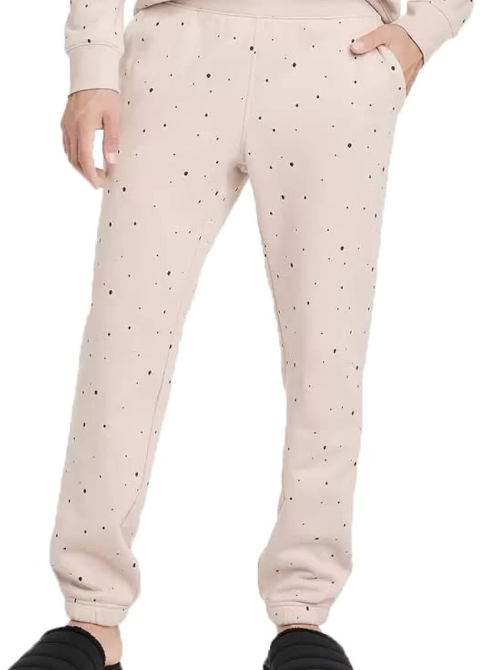 Goodfellow & Co Light Beige Jogger Pants with Black Dot Print